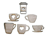 Unfinished coffee cup cutouts made from 1/8 inch birch plywood