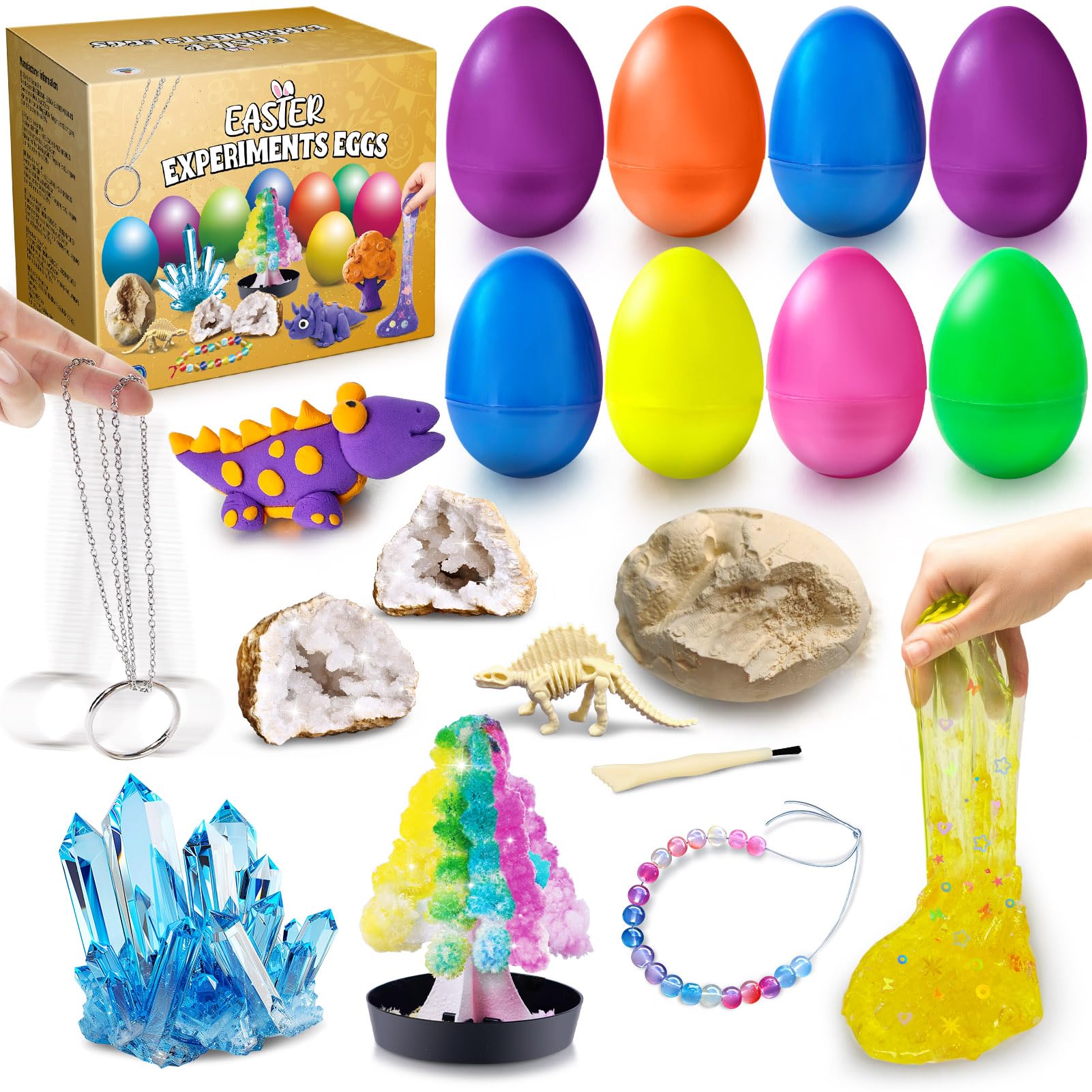 UNGLINGA 8 Experiments Eggs Easter Basket Stuffer Science Kit for Kids pack of 8 eggs