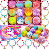 Unicorn Bath Bombs for Kids Girls set with surprise jewelry inside