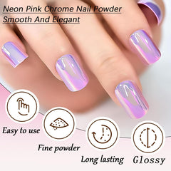 Unicorn chrome nail powder being applied to nails