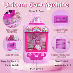 Unicorn design claw machine toy for kids with prizes included