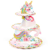3 Tier Unicorn Cupcake Stand 16.5 inches tall