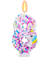 Unicorn themed birthday candles set for cake decoration