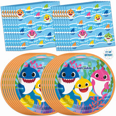 Unique Baby Shark 16-pack plates for party setup