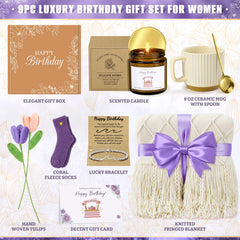 Bracelet and bluebell scented candle in gift basket