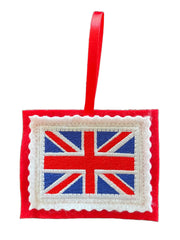United Kingdom British Flag Christmas Ornament embroidered on white felt