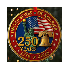 United States 250th Anniversary Ornament Liberty Bell close up
