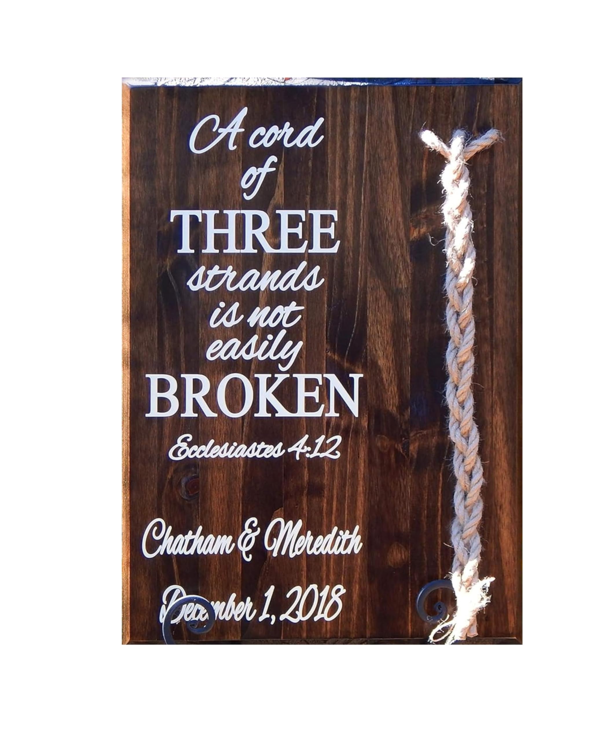 Unity Braids wood sign 17 W by 24 T with cord of three strands