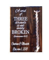 Unity Braids wood sign 17 W by 24 T with cord of three strands