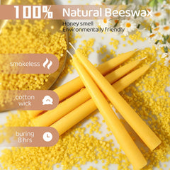 Unscented beeswax taper candle for home use