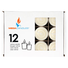 Ivory votive candle size 1.5 in by 2.25 in