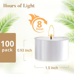 Unscented tea lights in metal holder cups for clean burn