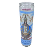 Veladora unscented blanca en vaso de cristal para la Virgen San Juan de los Lagos 14 oz
