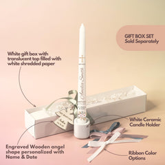 Premium unscented white wax baptism candle