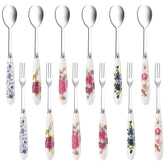UOIXPUHUO 12 piece dessert forks and spoons with ceramic handles