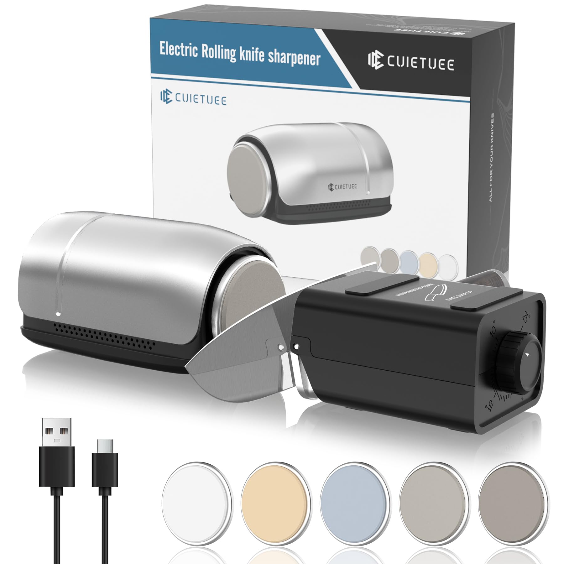Upgraded Roller Knife Sharpener Kit front view compact design