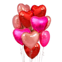 Upgraded Rose Gold and Red Balloons pack 15 heart foil balloons