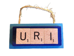 URI University of Rhode Island Christmas Ornament Letters Tiles front view