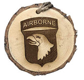 US ARMY 101st Airborne Screaming Eagles wood burned ornament on pinon wood