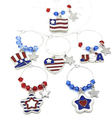 USA wine charms six-pack for glass identification