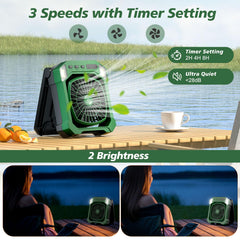 dual power camping fan USB and solar charging