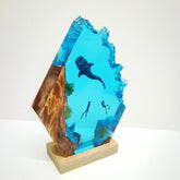USB powered resin ocean night light with whale shark and divers