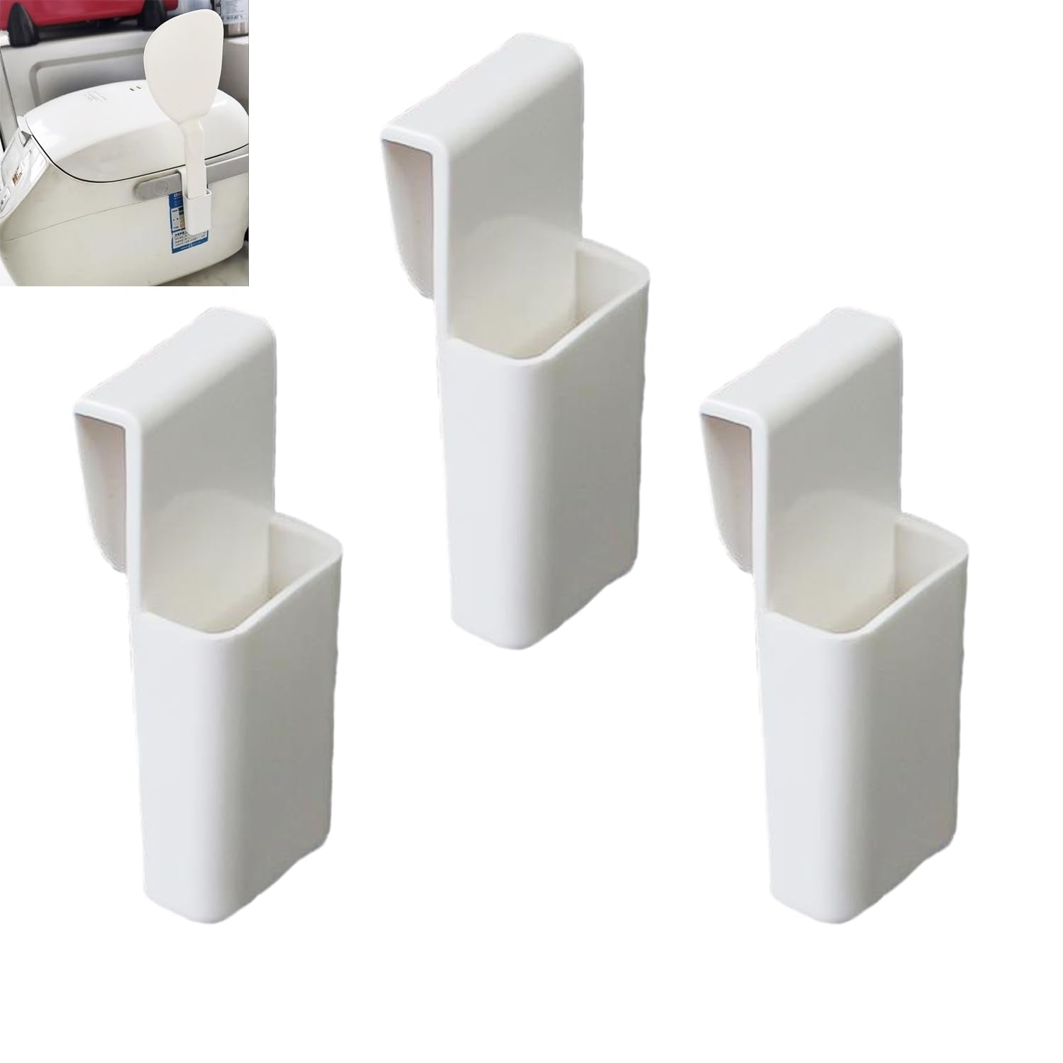 UtySty white rice spoon holder set