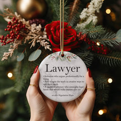 Gift-ready ornament with red and gold ribbons