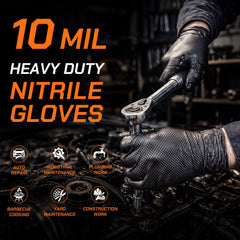 Raised diamond grip nitrile gloves by UYKKE for oily conditions
