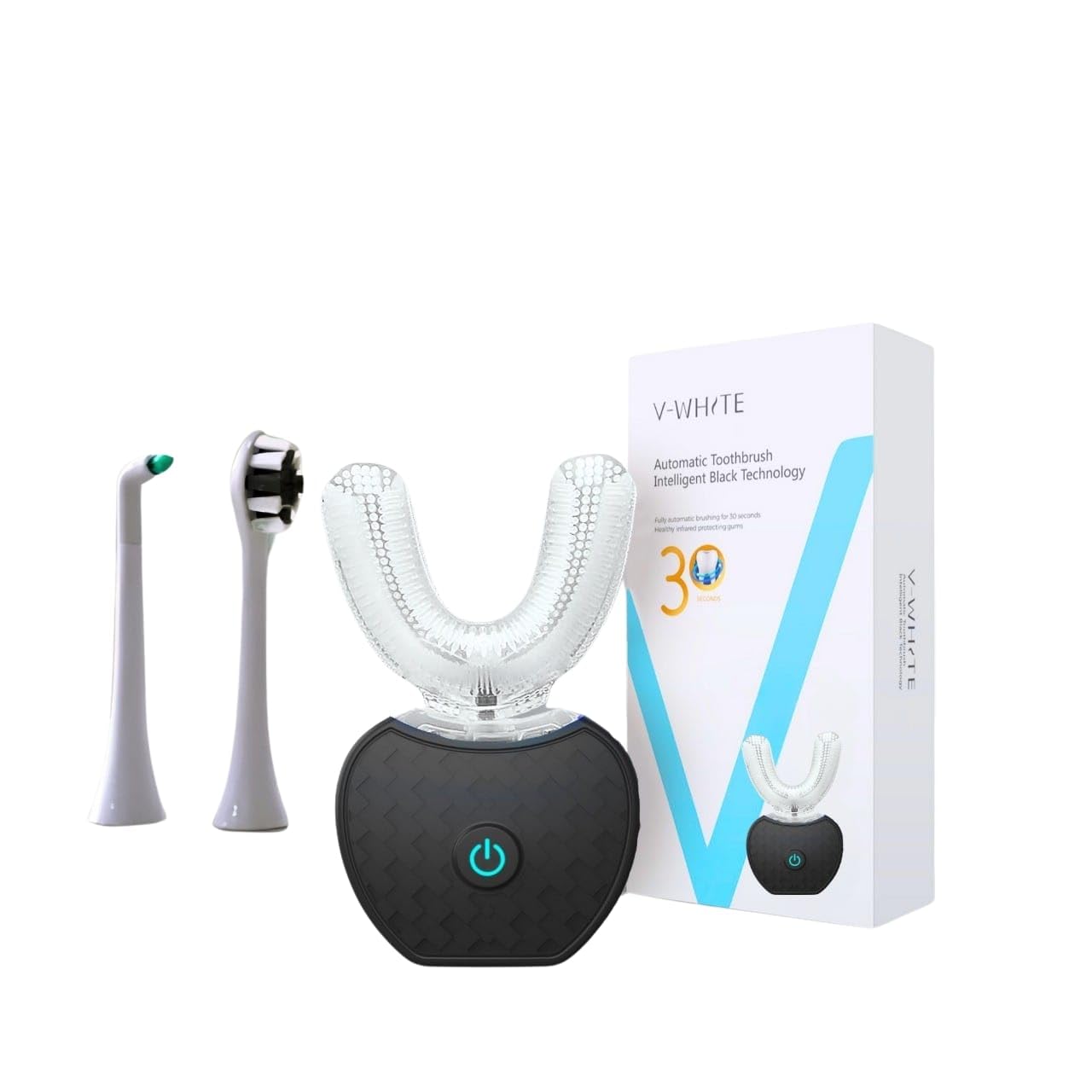 V-WHITE Ultrasonic U Shaped Auto Brush handle with wireless charging dock