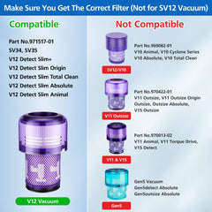 V12 Slim Absolute compatible filter for Dyson