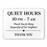 Vacation Rental Quiet Hours Sign front view