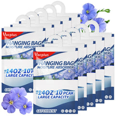 Vacplus moisture absorbers 10 pack hanging closet dehumidifier bag 14.0OZ linen fragrance