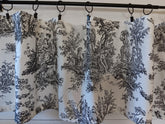 Valance Black and White Toile fabric close up