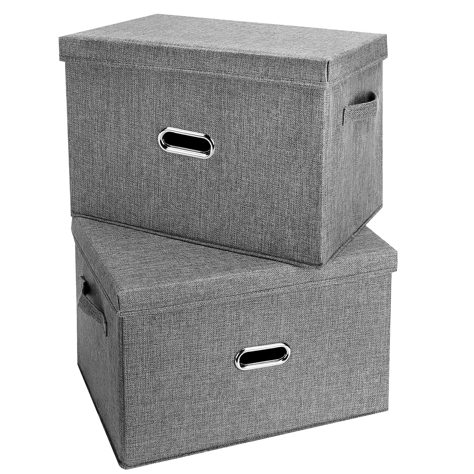 Valease large linen storage bin grey 2pack front view
