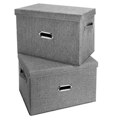 Valease large linen storage bin grey 2pack front view