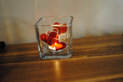 Double heart design hand painted by artist candle holder