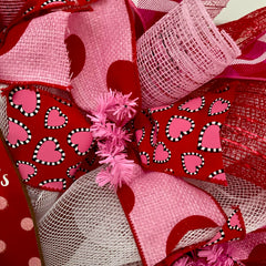 Valentine wreath 24 inch diameter with deco mesh design
