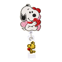 Valentines Day cartoon dog badge reel for teacher use