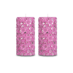 Two handmade paraffin wax candles with lead-free wicks