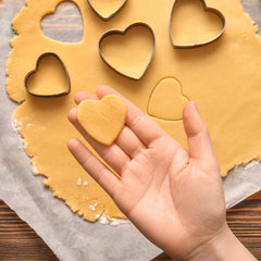 Dishwasher safe heart cookie cutters with safety rolled rim