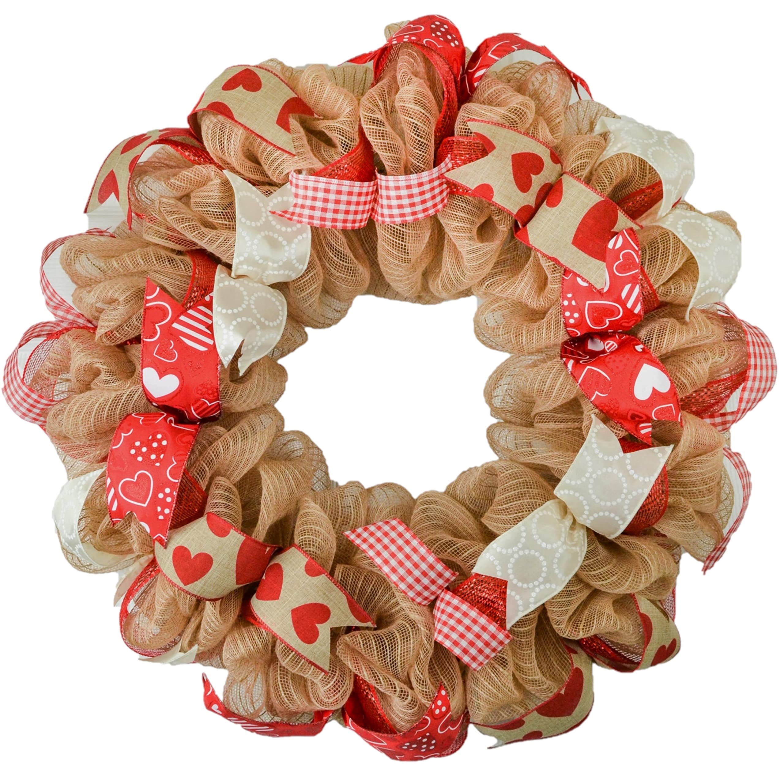 Valentine's Day Mesh Door Wreath 24 inch round V4