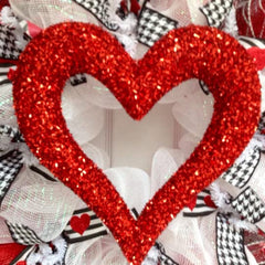 Valentines Day Glittering Red Heart Deco Mesh Wreath 28 inch diameter