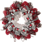 24 inch valentines deco mesh wreath front door with glittering red hearts