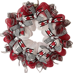 24 inch valentines deco mesh wreath front door with glittering red hearts