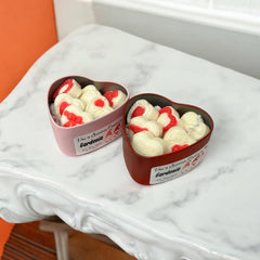 Red tin heart shaped melts six pieces in decorative tin