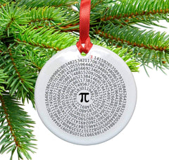 Value of Pi Ceramic Ornament red ribbon and velvet bag packaging
