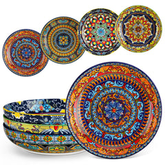 vancasso pasta bowls set of 4 with bohemian colorful pattern