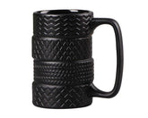 VanEnjoy 3D tyre mug black frosted ceramic front view