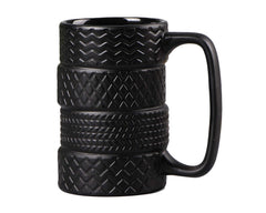 VanEnjoy 3D tyre mug black frosted ceramic front view